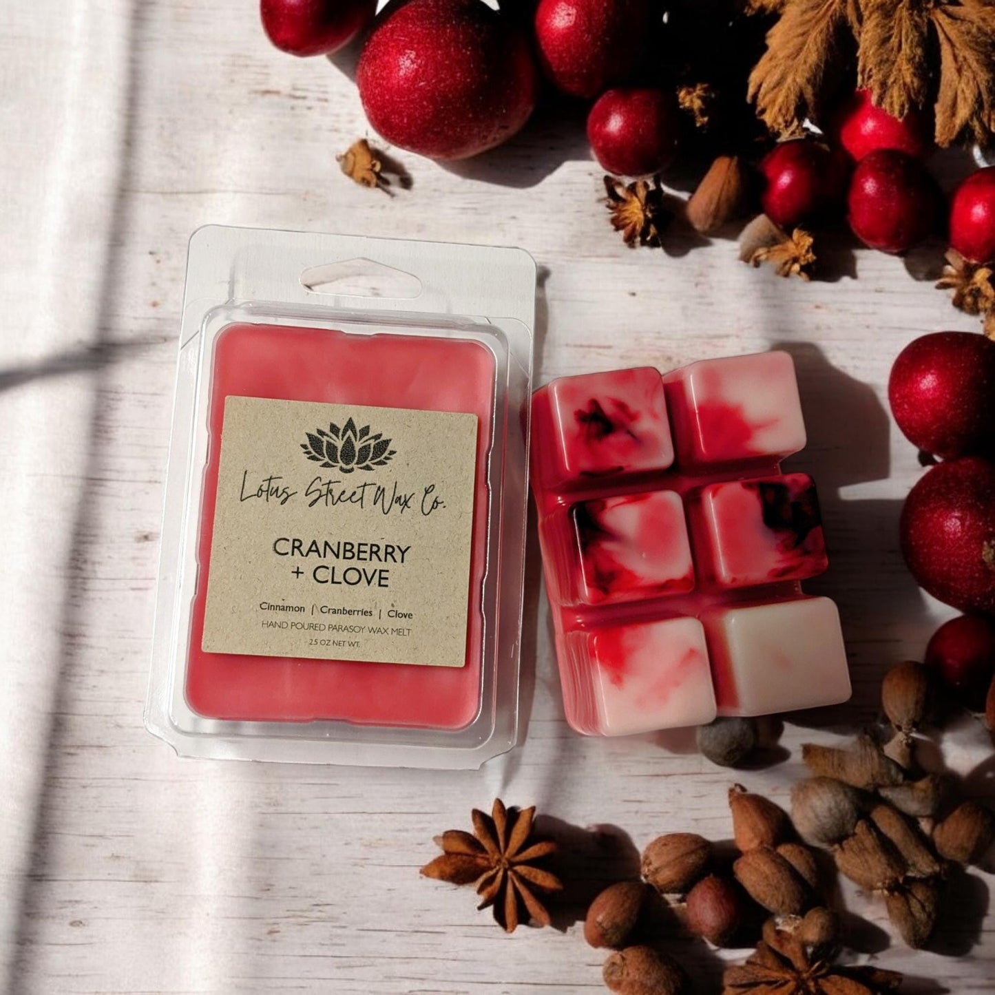 Cranberry Clove Wax Melt, Spice Infused, Vegan Friendly