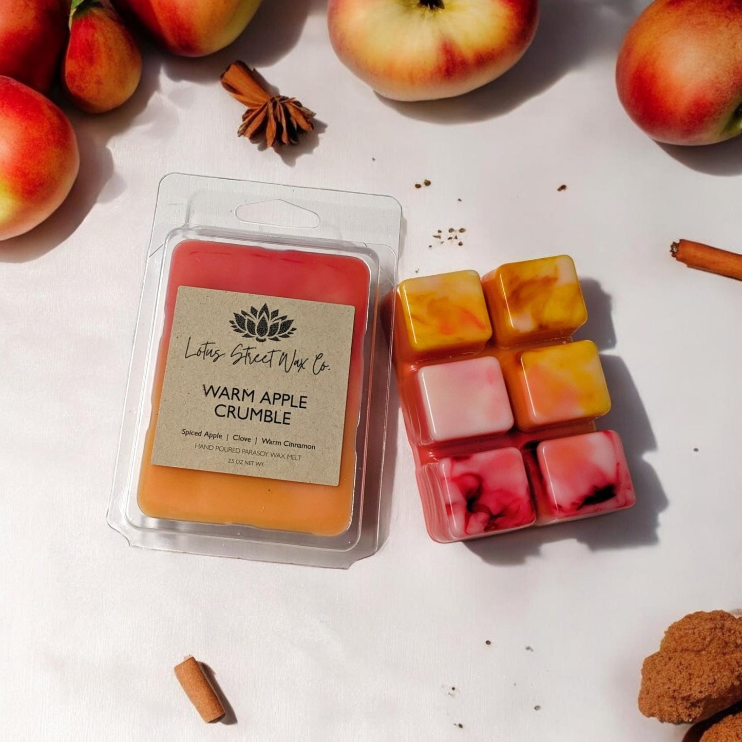 Warm Apple Crumble Wax Melt, Spiced Cinnamon Vanilla