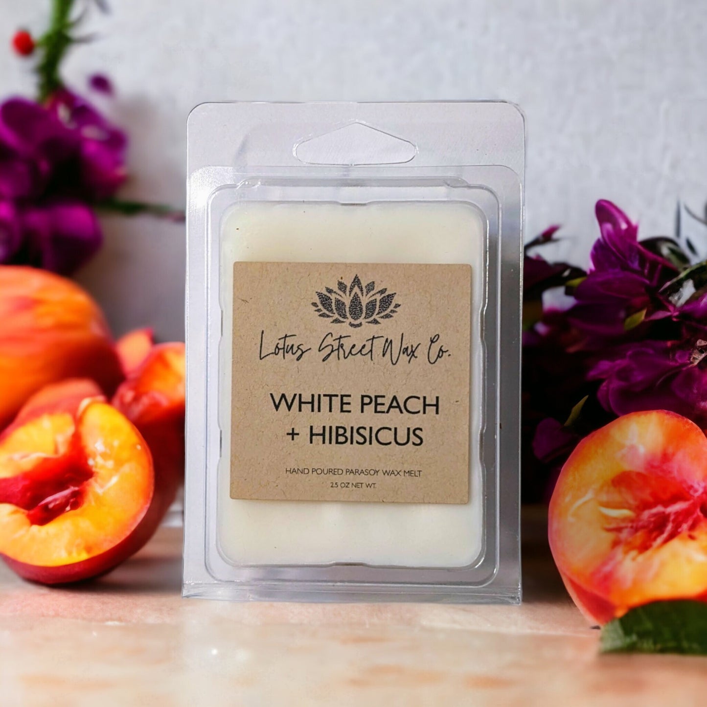 White Peach Hibiscus Wax Melt, Vegan Friendly