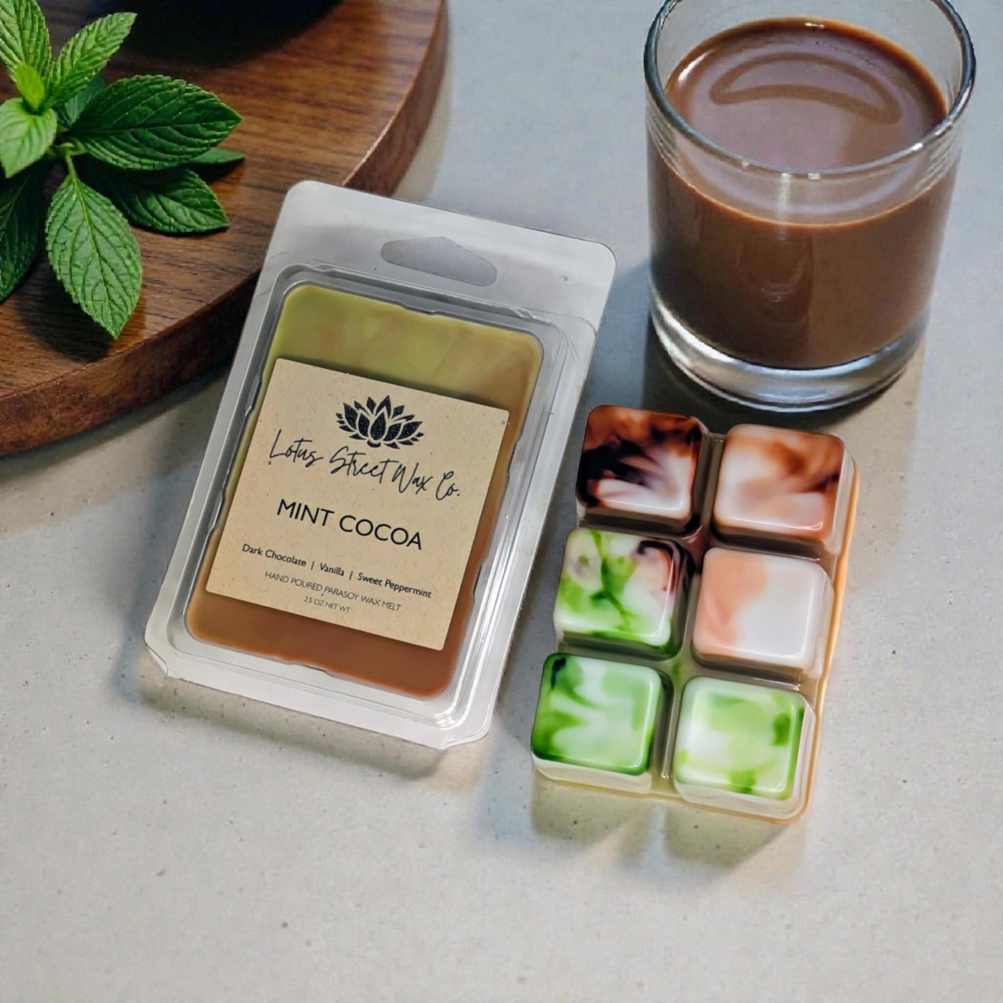 Mint Cocoa Wax Melt, Holiday Scent, Vegan Friendly