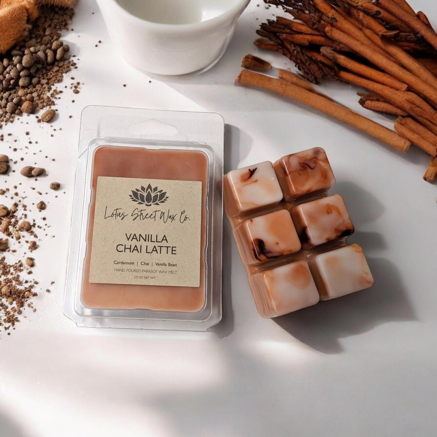 Vanilla Chai Latte Wax Melt, Spicy Cardamom Scent